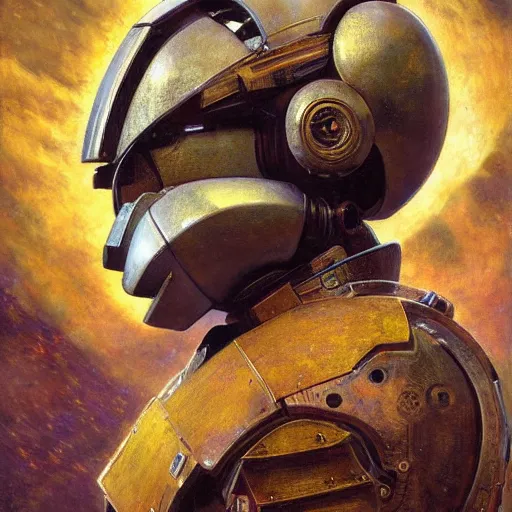 Prompt: highly detailed portrait of an humanoid robotic star fox mecha, painting by gaston bussiere, craig mullins, j. c. leyendecker, lights, art by ernst haeckel, john william godward, hammershøi,