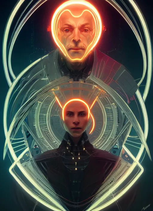 Prompt: symmetry!! portrait of old wizard, sci - fi, tech wear, glowing lights!! intricate, elegant, highly detailed, digital painting, artstation, concept art, smooth, sharp focus, illustration, art by artgerm and greg rutkowski and alphonse mucha