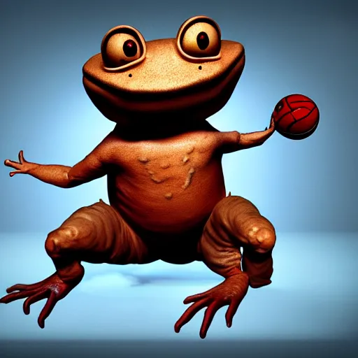 Prompt: a six foot tall anthropomorphic toad playing basketball, style of goya, painting, 4 k, artstation, ultra realistic, dynamic lighting, dynamic shadow