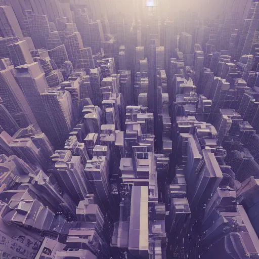 Image similar to one million 3d avatars standing on the same city street and flying through the air and climbing on the buildings octane render