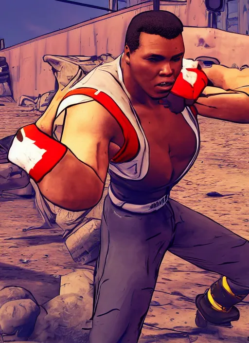 Image similar to muhammed ali in the borderlands 3 style