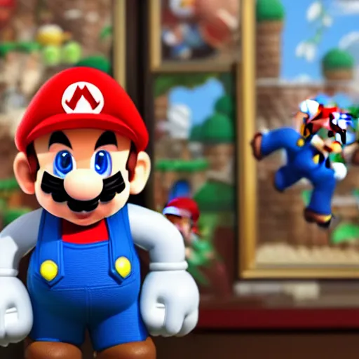 Image similar to A realistic image of Super Mario's hat in a museum, ultra high detail, 8k.