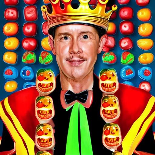 Prompt: portrait of king of candy mr harry haribo