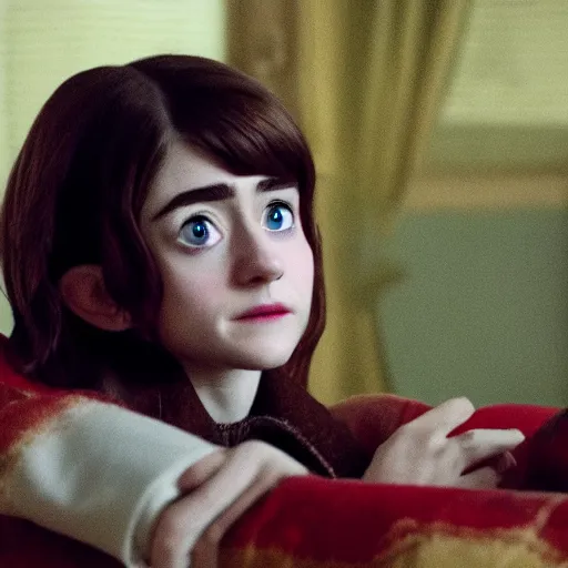 Image similar to natalia dyer as coraline jones, movie still, 8 k