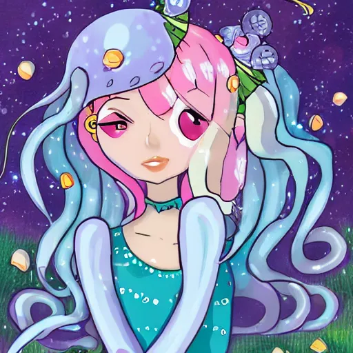 Image similar to Jellyfish Princess in the style of wlop