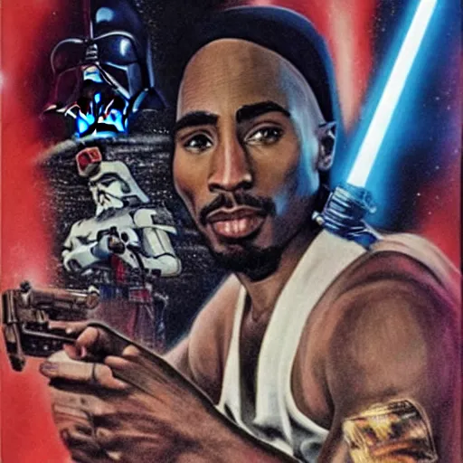 Image similar to tupac on starwars movie poster 1 9 7 9