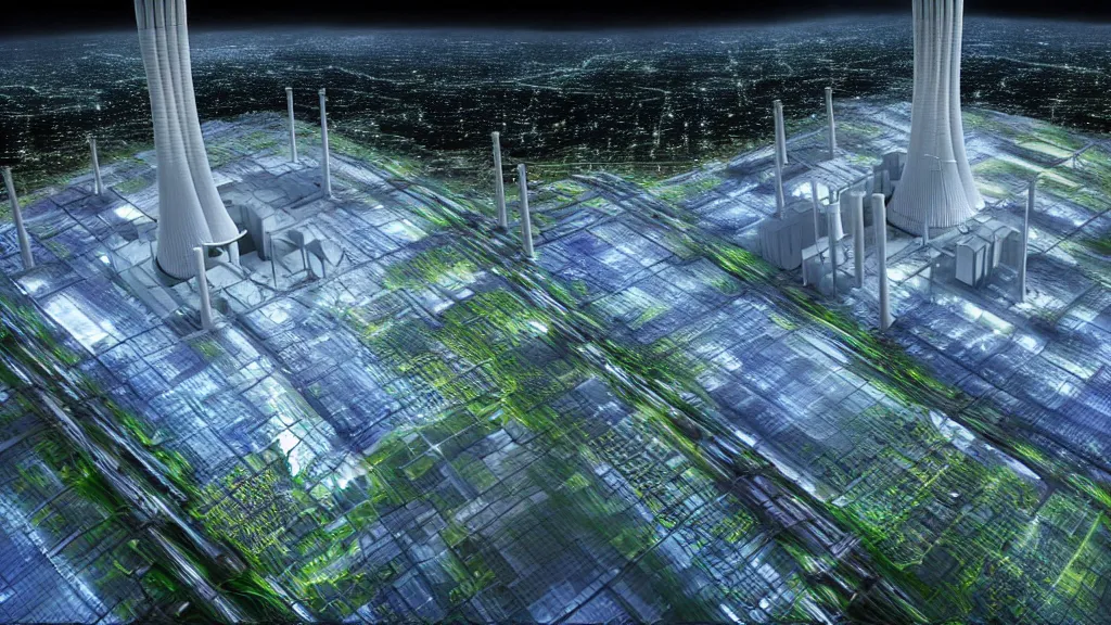 Prompt: Nuclear Forest Hybrid Power Station; Location: Quito, Ecuador; by Vincent Callebaut; Cinema 4K, 8K;