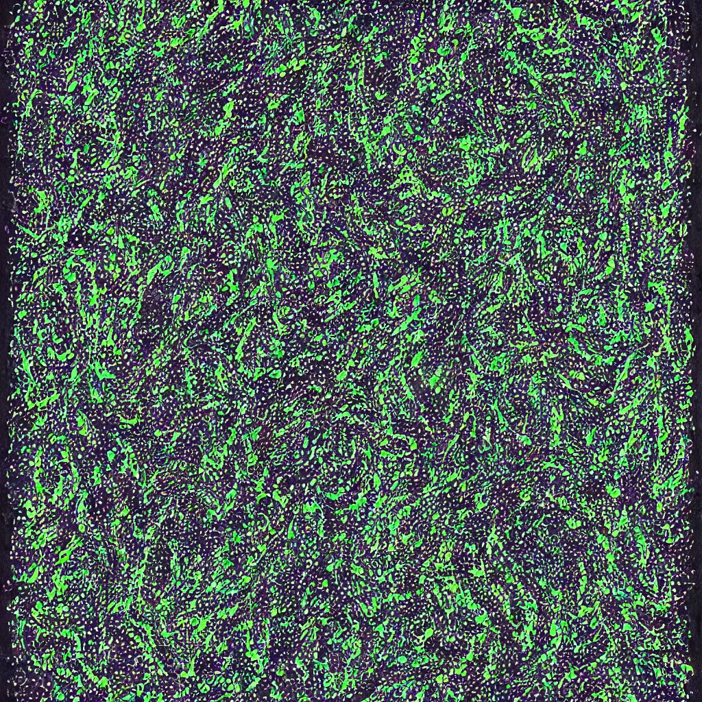 Image similar to camo made of out cannabis, smiling, abstract, maya bloch artwork, do hoang tuong artwork, cryptic, dots, stipple, lines, splotch, concrete, color tearing, uranium, neon, pitch bending, cannabis plant, faceless people, dark, ominous, eerie, minimal, points, technical, painting