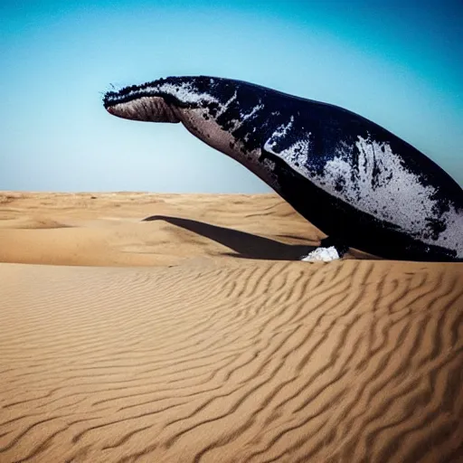 Image similar to 🐋🦖🐙 👽 🐳 in desert, photography