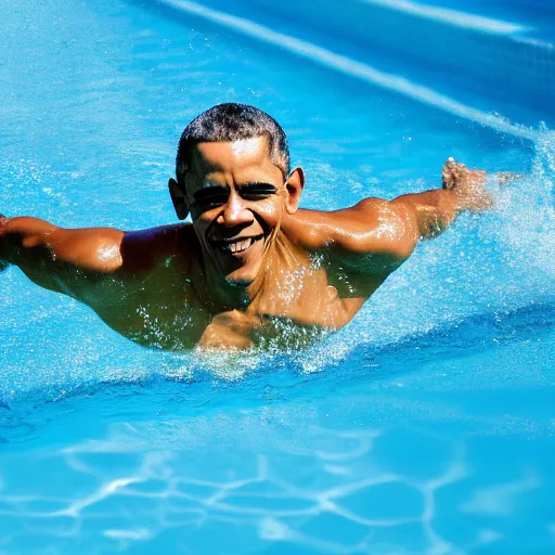 Prompt: obama swimming in pool, 4k