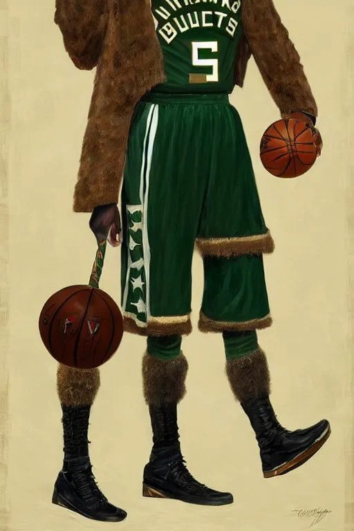 Image similar to full body portrait of the dictator of the milwaukee bucks, 1 8 8 9, in full military garb, on canvas by william sidney mount, trending on artstation