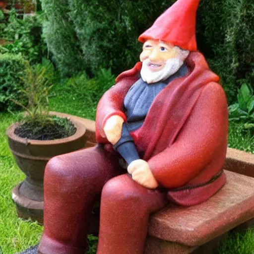 Image similar to Stephen fry as a garden gnome