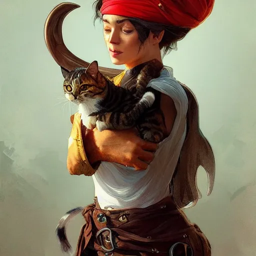 Prompt: Portrait of a Cat as a Pirate, photo, photorealistic, highly detailed, digital painting, artstation, concept art, smooth, sharp focus, illustration, art by artgerm and greg rutkowski and alphonse mucha