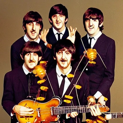 Image similar to beatles covered in honey, sticky honey