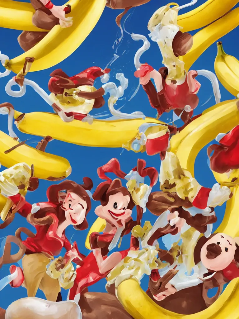 Prompt: banana split by disney concept artists, blunt borders, golden ratio