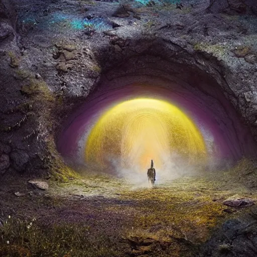 Image similar to portal made of iridescent material [ leading into an alien landscape ]!!, [ 4 k photorealism ]!!, shot by jimmy nelson, trending on unsplash, dark fantasy, [ zbrush contest winner ]!!