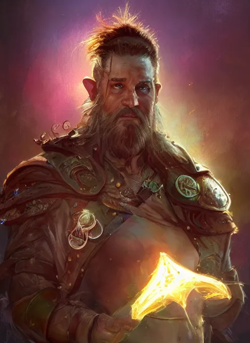 Image similar to number 2 h aircut and stubble adc, dndbeyond, bright, colourful, realistic, dnd character portrait, full body, pathfinder, pinterest, art by ralph horsley, dnd, rpg, lotr game design fanart by concept art, behance hd, artstation, deviantart, global illumination radiating a glowing aura global illumination ray tracing hdr render in unreal engine 5