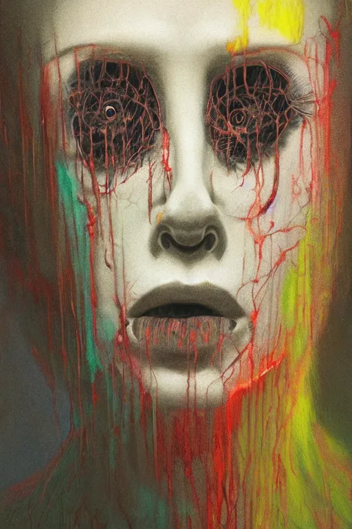 Image similar to crayon cartoon grunge portrait of a creepy horror nurse girl . intricate abstract. intricate artwork. nightmare fuel. terrifying. by zdzisław Beksiński, wlop, dan mumford , trending on artstation, greg rutkowski very coherent symmetrical artwork. cinematic, hyper realism, high detail, octane render, 8k