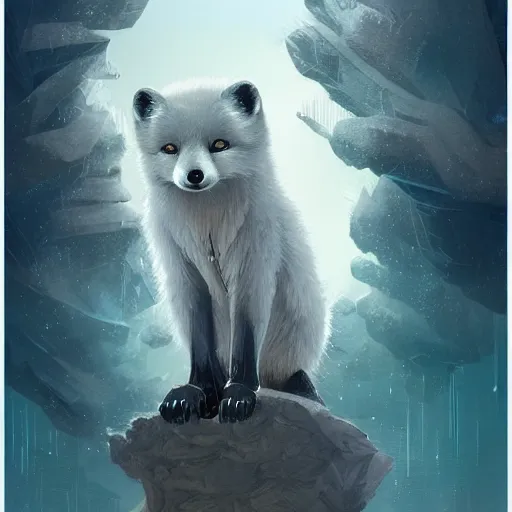 Image similar to elegant anthropomorphic arctic fox butler by artgerm, victo ngai, ryohei hase, artstation, highly detailed digital painting, smooth, global illumination, fantasy art by greg rutkowsky, karl spitzweg