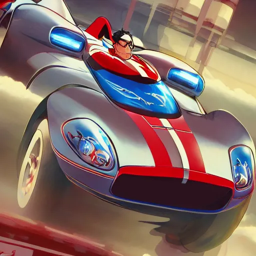 Image similar to speed racer's mach 5 in motion, studio ghibli studio key hideaki anno sakimichan stanley artgerm lau rossdraws james jean marc simonetti elegant highly detailed digital painting artstation pixiv