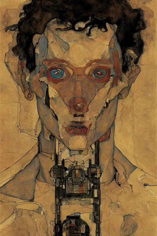 Image similar to portrait of a robot by egon schiele and greg rutkowski