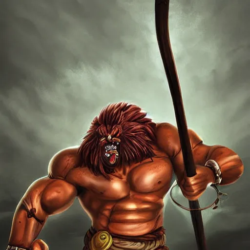 Image similar to Kaido the beast digital painting, giant muscular body, holding giant wooden club, dramatic lighting, highly detailed, concept art