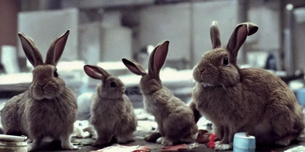 Image similar to a rabbit in the movie fight club, screenshot