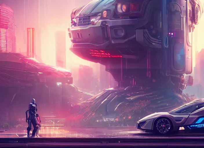 Prompt: Kudos Hyundai as a Cyberpunk 2077 loading screen, intricate, dystopian, sci-fi, extremely detailed, digital painting, artstation, concept art, smooth, sharp focus, illustration, intimidating lighting, incredible art by artgerm and greg rutkowski and alphonse mucha and simon stalenhag