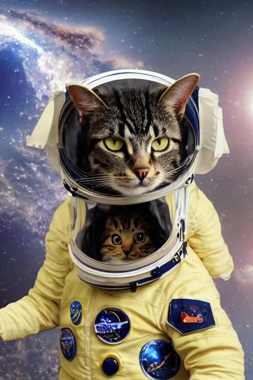 Image similar to a cat in a space suit, highly-detailed