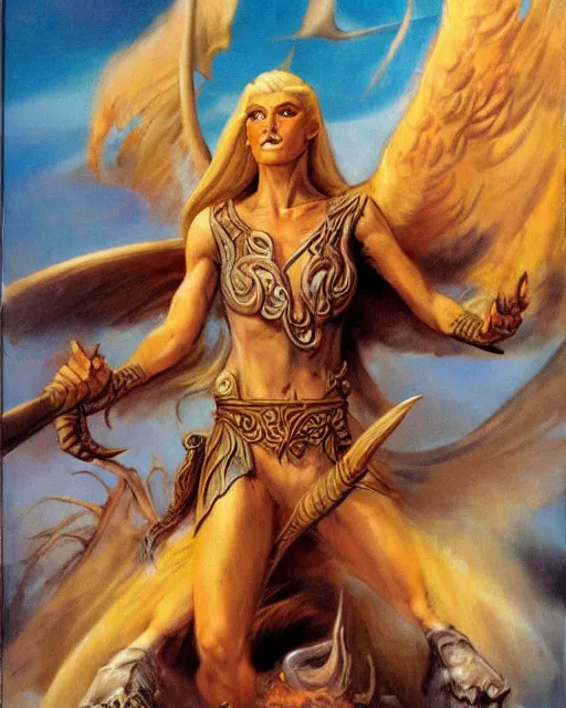 Prompt: a cover of an epic fantasy novel, by boris vallejo
