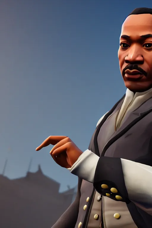 Image similar to martin luther king, american revolution leader, fortnite character, unreal engine. 4 k, highly detailed