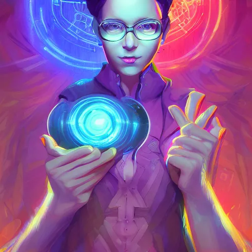 Image similar to skill magic geek inside matrix deepdream radiating a glowing aura stuff loot legends stylized digital illustration video game icon artstation lois van baarle, ilya kuvshinov, rossdraws,