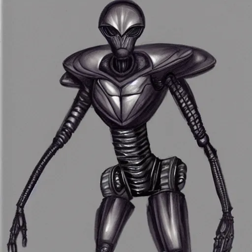 Prompt: alien riley scott robot concept art