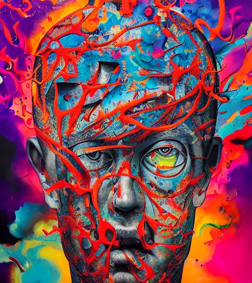 Image similar to mental alchemy by dariusz zawadzki, kenneth blom, mental alchemy, james jean, pablo amaringo, naudline pierre, contemporary art, splatter, vivid colors, hyper detailed