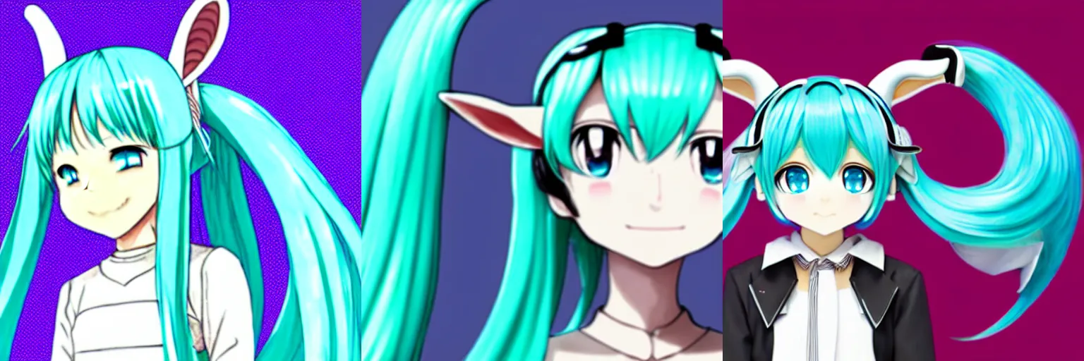 Prompt: Hatsune Miku with the head of a goat