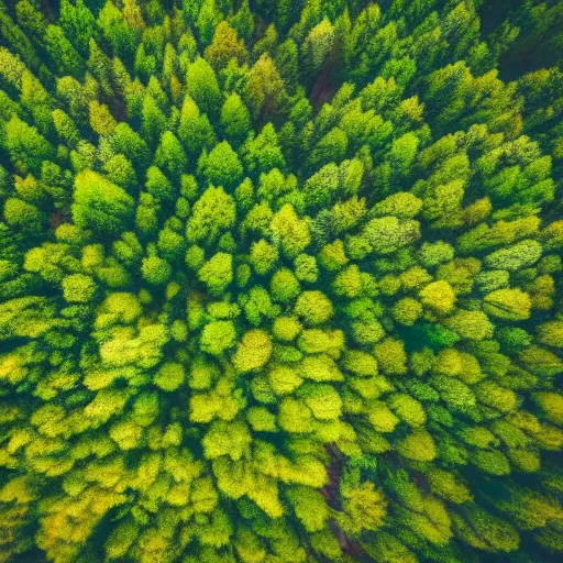 Image similar to an aerial shot of a forest in daytime, realistic