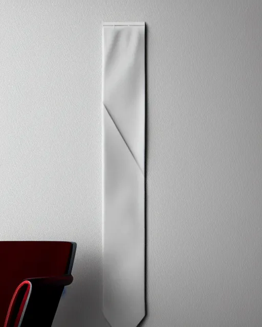 Image similar to a painting of a tie on a white wall, a minimalist painting by Richard Artschwager, trending on behance, geometric abstract art, minimalist, behance hd, 3d