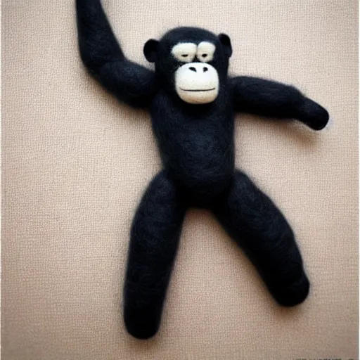 Image similar to a needle felted gorilla, needle felting art.