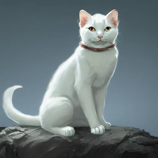 Prompt: A cute white kitty cat posing like a maneki neko cat, D&D, fantasy, intricate, cinematic lighting, highly detailed, digital painting, artstation, concept art, smooth, sharp focus, illustration, art by Akihiko Yoshida, Greg Rutkowski and Alphonse Mucha