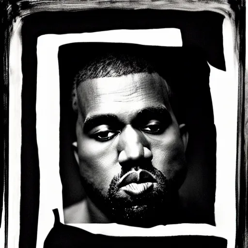 Image similar to a ( ( chiaroscuro lighting portrait ) ) of kanye west ( ( ( ( ( dressed as teddy bear mascot ) ) ) ) ), black background, portrait by julia margaret cameron, shallow depth of field, 8 0 mm, f 1. 8