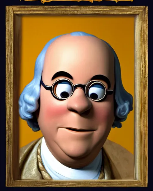 Prompt: headshot of benjamin franklin as a pixar character