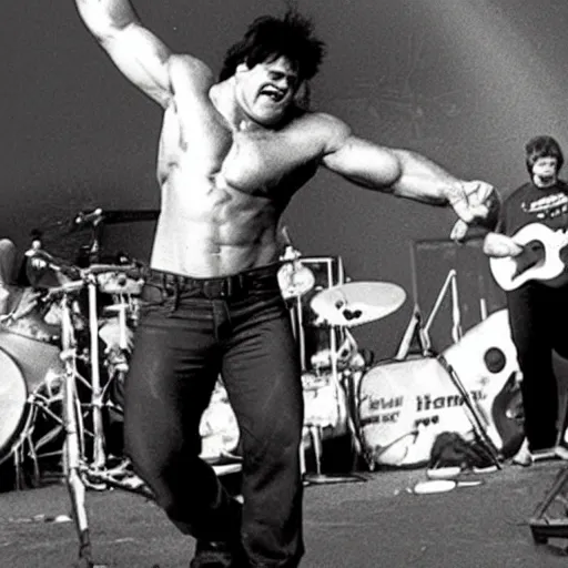 Image similar to hulk performing at woodstock