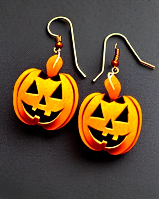 Image similar to spooky jack'o'lantern, 2 d lasercut earrings,