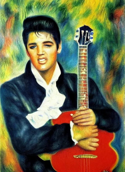 Image similar to oil painting of elvis presley by renoir