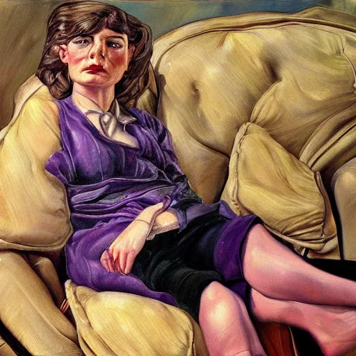 Image similar to high quality high detail painting by lucian freud, hd, portrait of violet tarantino