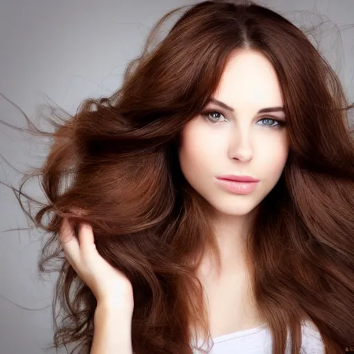 Prompt: a very beautiful young woman with brown hair