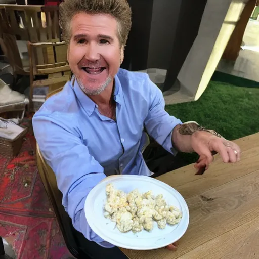 Image similar to will farrell eating handful of cottage cheese in albuquerque