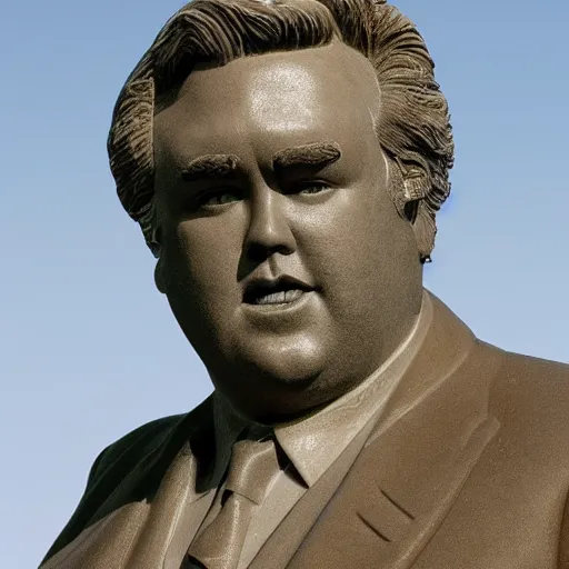 Prompt: a statue of john candy made out of hair, 8 k photo