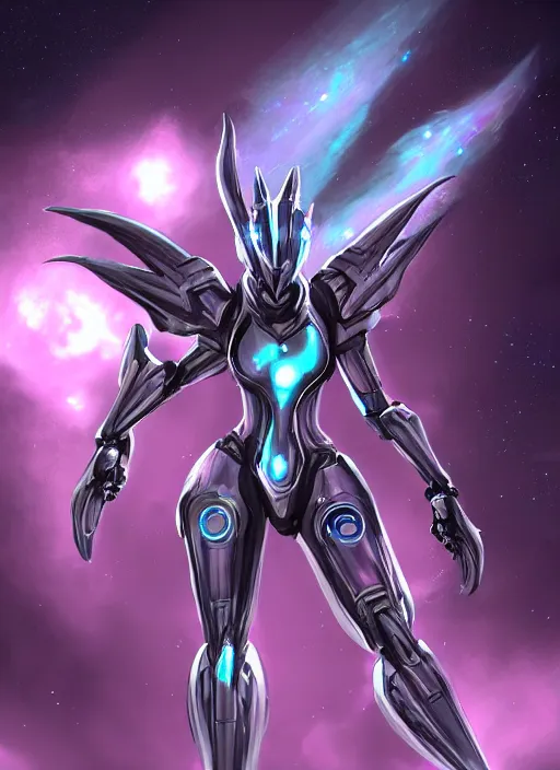 Image similar to cinematic goddess shot, cosmic sized perfectly proportioned stunning beautiful hot anthropomorphic robot mecha female dragon, in space, nebula sized, larger than galaxies, galaxy floating in palm, sleek silver armor, epic proportions, epic size, epic scale, digital art, furry art, macro art, dragon art, giantess art, warframe fanart, furaffinity, deviantart