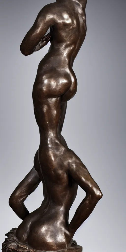Prompt: detailed photo of an old bronze patina statue of beautiful seducing woman, full body portrait, various seducing lacivious pose, photorealism, intricate detail, museum diffuse lighting